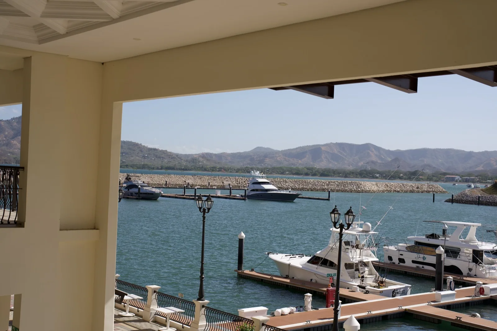 The marina at Playa Flamingo, thirty minutes up the coast